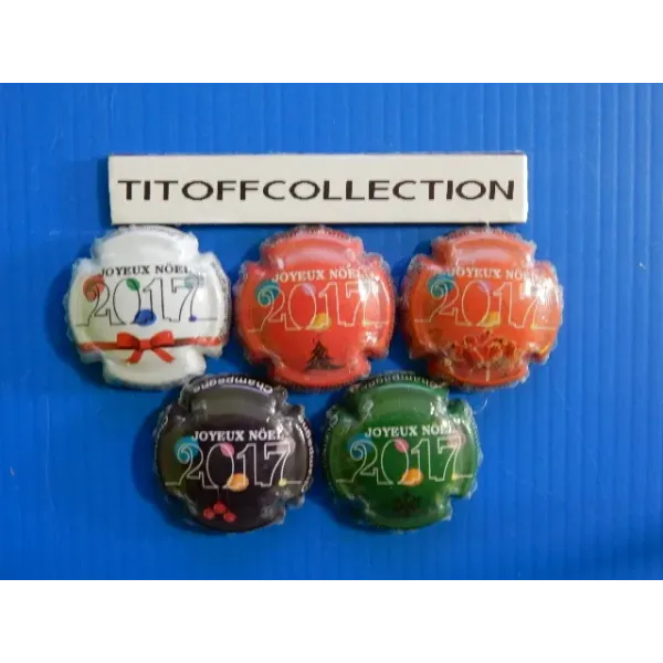the series of 5 generic champagne capsules Merry Christmas 2017 (998 to 998 d)