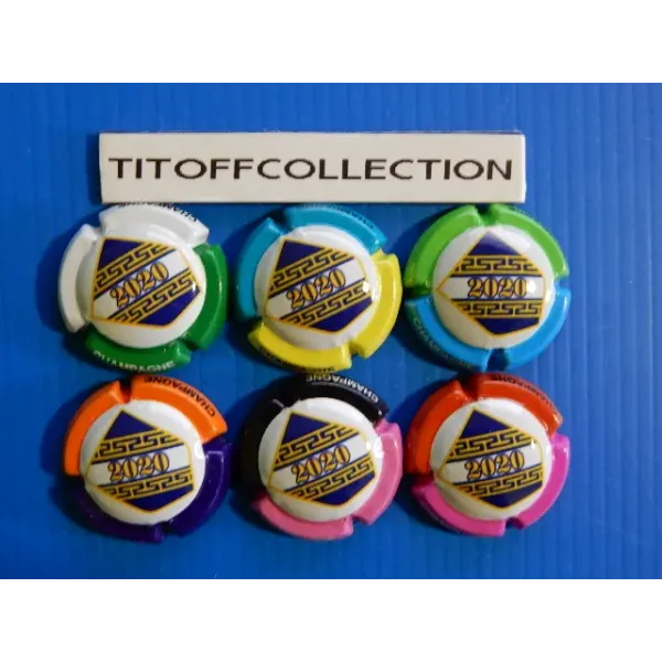 the series of 6 generic champagne capsules blazon 2020 (1122f to 1122 k)