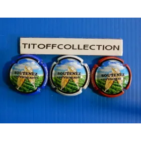 the series of 3 generic champagne capsules support your winemakers (1125 to 1125b)