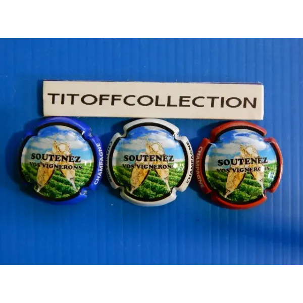 the series of 3 generic champagne capsules support your winemakers (1125 to 1125b)