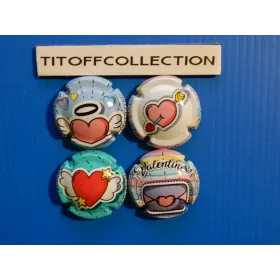 la série de 4 capsules de  champagne génériques  saint - valentin 2020 ( 1106a a 1106d )