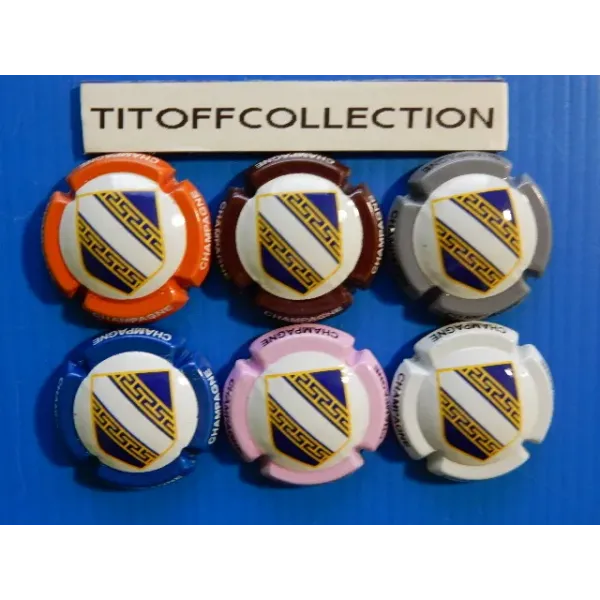 the series of 6 generic champagne capsules ecusson champagne (1010f to 1010 k)