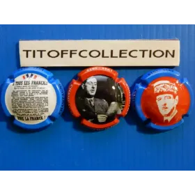 the series of 3 generic champagne capsules Charles de Gaulle (925 to 925 b)