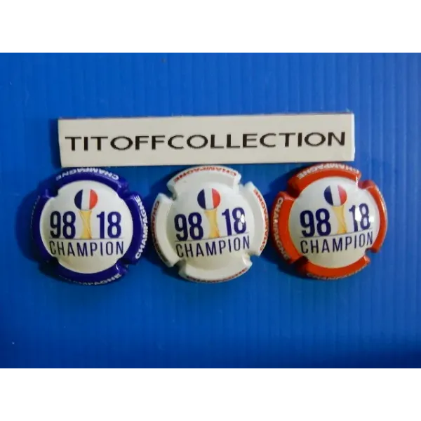 la série de 3 capsules de  champagne génériques  champion 2018 ( 1023 a 1023 b )