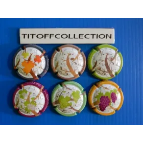 la série de 6 capsules de champagne génériques les stades de la vigne (1150 a 1150 e )