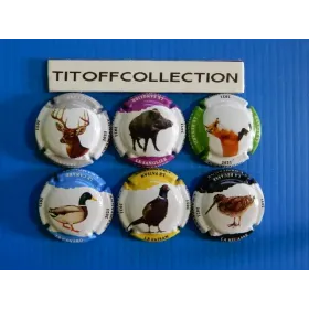 21 (1175 to 1175the series of 6 generic champagne capsules cuvée chasse 20 e)