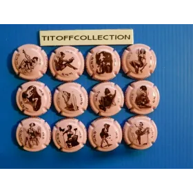 la série de 12 capsules de champagne générique les pin up rose ( 773 a 773 k )
