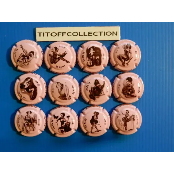 la série de 12 capsules de champagne générique les pin up rose  ( 773 a 773 k )
