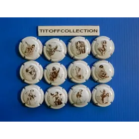 la série de 12 capsules de champagne générique les pin up blanc  ( 773 a 773 k )