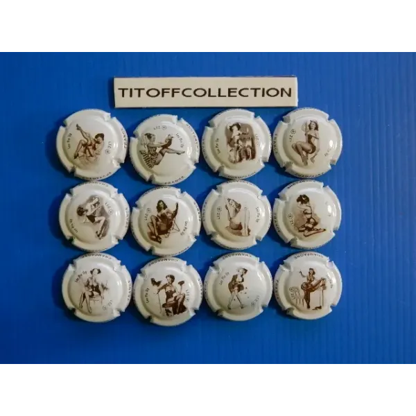 la série de 12 capsules de champagne générique les pin up blanc  ( 773 a 773 k )