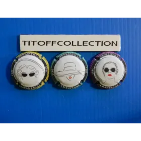 the series of 3 generic champagne capsules woman with a hat (1245 to 1245b)