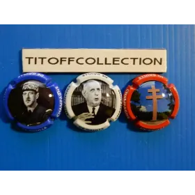 la série de 3 capsules de champagne générique  de gaulle série no 3 ( 993  993d 993h )