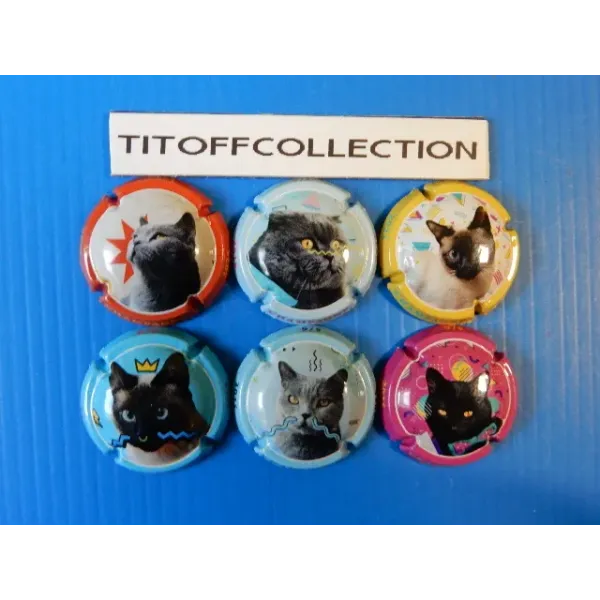 la série de 6 capsules de champagne générique  les chats ( septembre 2025 )