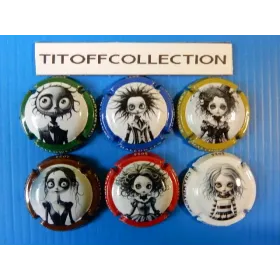 the series of 6 generic Halloween champagne capsules (October 2025)