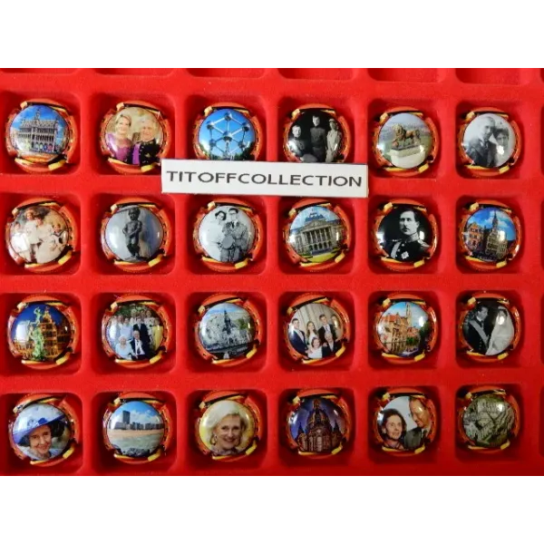 the series of 24 generic champagne capsules sovereign Belgium and tourist sites red outline (November 2025)