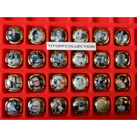 la série de 24 capsules de champagne génériques jacques Chirac contour or ( novembre 2025 )