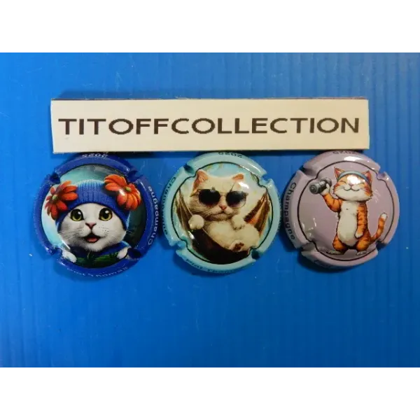 la série de 3 capsules champagne piot thomas chats  (novembre  2025)