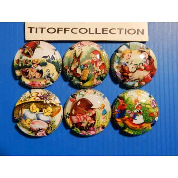 the series of 6 generic champagne capsules joyful Easter 2021 (1191 to 1191e)