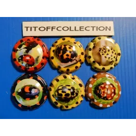 the series of 6 generic champagne capsules ladybugs (838 to 838e)