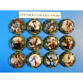 the series of 12 generic champagne capsules pin 'up (military c175 to c175k)