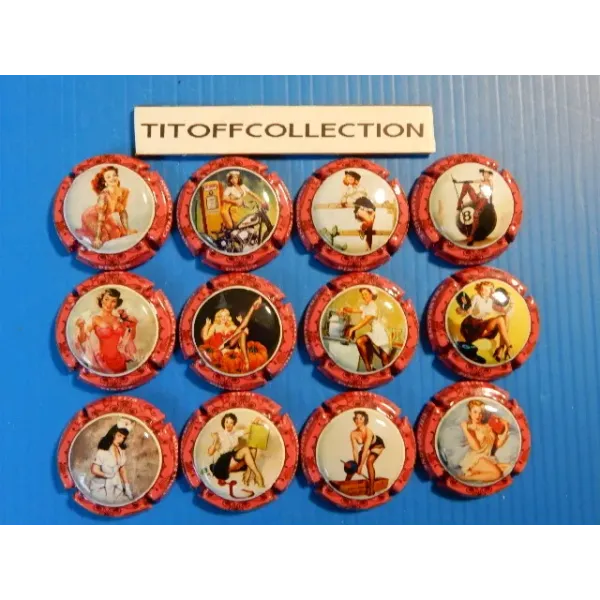 the series of 12 generic champagne capsules pin 'up (  c122 to c122k )