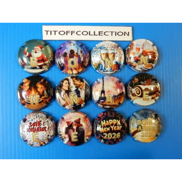 the series of 12 generic champagne capsules happy new year 2026 puzzle (December 2025)