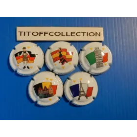 la série de 5   capsules de champagne générique l' Europe