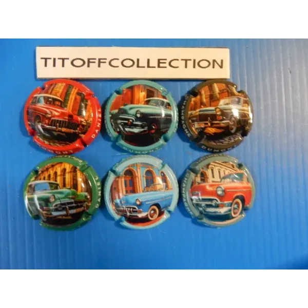 The series of 6 champagne capsules dumont daniel voitures  (December 2025)