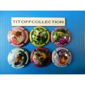 the series of 6 champagne capsules fountain salome bees (January 2026)