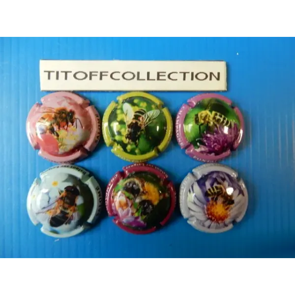 the series of 6 champagne capsules fountain salome bees (January 2026)