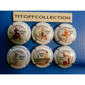 the series of 6 champagne capsules pessenet didier pin 'up white  (38 a 38 e )
