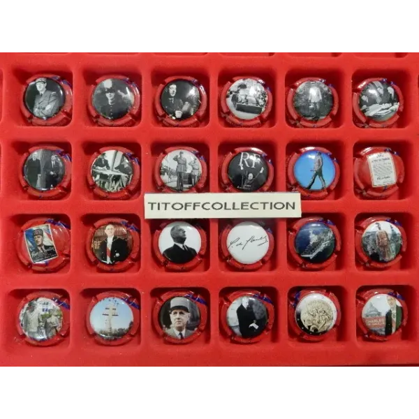 La série de 24 capsules de champagne génériques charles de gaulle contour rouge