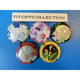 The series of 5 generic flower champagne capsules (825f a 825i )