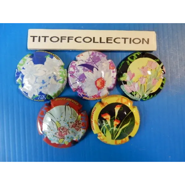 La série de 5 capsules de champagne génériques fleurs (825f a 825i )