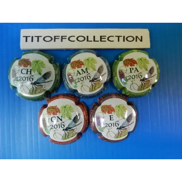 The series of 5 generic champagne capsules puzzle 2016 (798t has 798x )