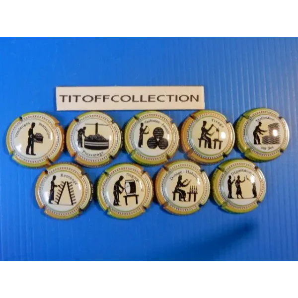 The series of 9 generic champagne capsules the stages of elaboration (February 2026)