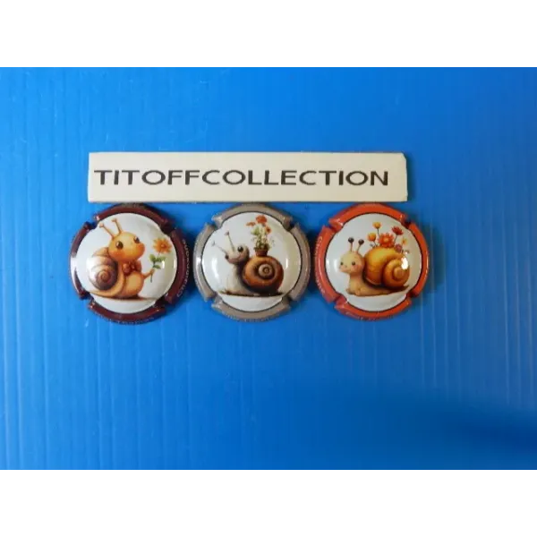la serie de 3  capsule de champagne piot thomas escargots     ( mai 2026  )