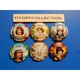 La série de 6 capsules de champagne génériques les femmes  chapeaux     ( juillet  2026 )