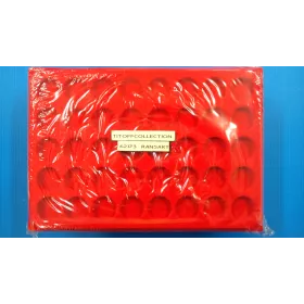 10 plateaux en feutrine rouge 40 cases rond sans couvercle