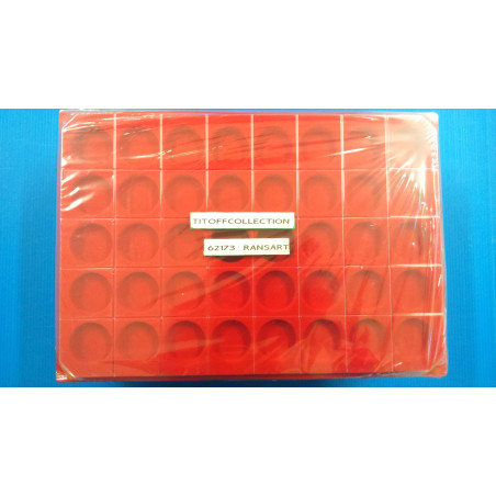 10 plateaux en feutrine rouge 40 cases rond avec couvercle