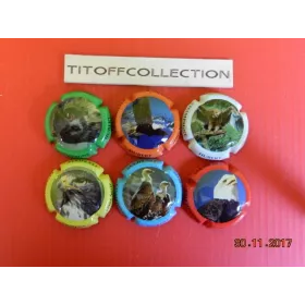 La série de 6 capsules de champagne Hubert ( rapaces )