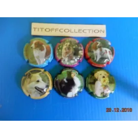 la série de 6 capsules de champagne hugues batillet chiens 
