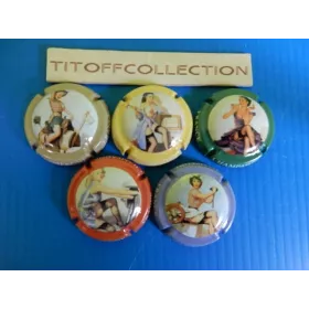 la série de 5 capsules de champagne générique pin - up
