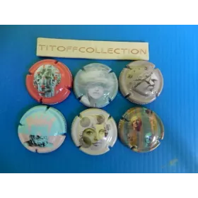 la série de 6 capsules de champagne Générique art collage