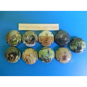 la série de 9 capsules de champagne Générique  gibiers