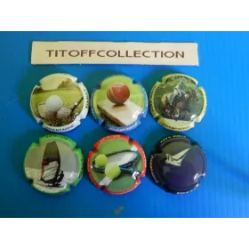 la série de 6 capsules de champagne bigault- roualet (sport)