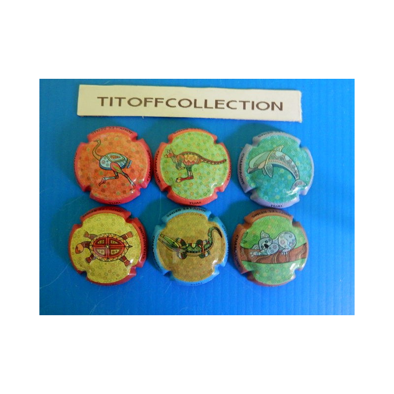la série de 6 capsules de champagne tual( animaux )
